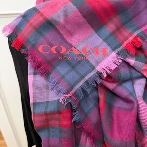 Coach Plaid Scarf in Red and Purple